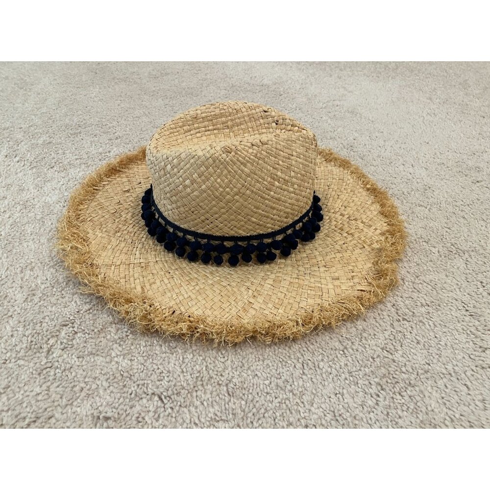 Lisi Lerch Pompom Fedora Fringe Straw Hat
